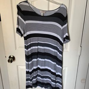 LOFT Striped Short Sleeve Dress